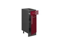 Outlet Vicco Küchenunterschrank R-Line Bordeaux Hochglanz/Anthrazit 30 cm AP Eiche Bordeaux-Glanz