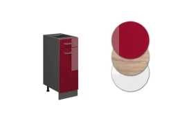Outlet Vicco Küchenunterschrank R-Line Bordeaux Hochglanz/Anthrazit 30 cm AP Eiche Bordeaux-Glanz