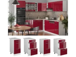 Vicco Küchenunterschrank R-Line Bordeaux Hochglanz/Weiß 40 cm mit Schubladen ohne Arbeitsplatte< Küchenschränke