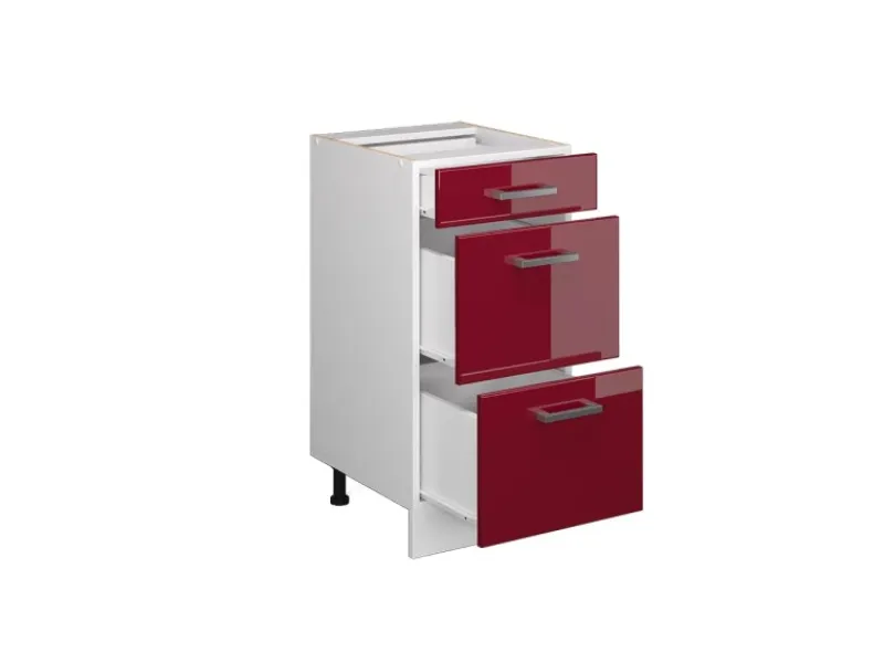 Vicco Küchenunterschrank R-Line Bordeaux Hochglanz/Weiß 40 cm mit Schubladen ohne Arbeitsplatte< Küchenschränke