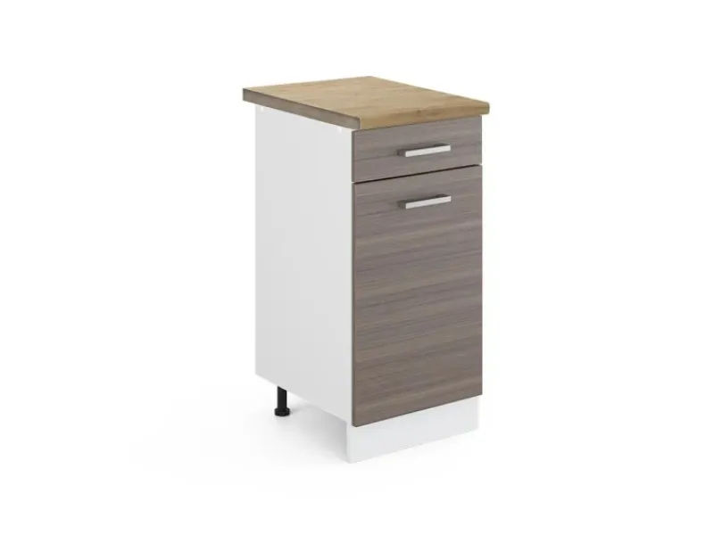 Pfannen<Vicco Küchenunterschrank R-Line Schubladenschrank für die Küche Grau/Weiß 40 cm AP Eiche