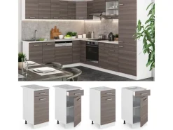 Pfannen<Vicco Küchenunterschrank R-Line Schubladenschrank für die Küche Grau/Weiß 40 cm AP Eiche