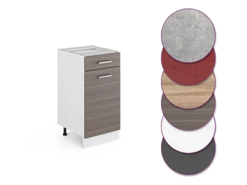 Pfannen<Vicco Küchenunterschrank R-Line Schubladenschrank für die Küche Grau/Weiß 40 cm AP Eiche