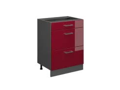 Vicco Küchenunterschrank R-Line Bordeaux Hochglanz/Anthrazit 60 cm mit Schubladen ohne Arbeitsplatte< Küchenschränke