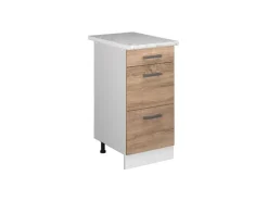 Vicco Küchenunterschrank R-Line Sonoma/Weiß 40 cm mit Schubladen AP Marmor< Küchenschränke