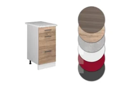 Vicco Küchenunterschrank R-Line Sonoma/Weiß 40 cm mit Schubladen AP Marmor< Küchenschränke