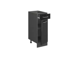 Vicco Küchenunterschrank R-Line Schwarz Hochglanz/Anthrazit 30 cm AP Eiche< Pfannen