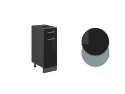 Vicco Küchenunterschrank R-Line Schwarz Hochglanz/Anthrazit 30 cm AP Eiche< Pfannen