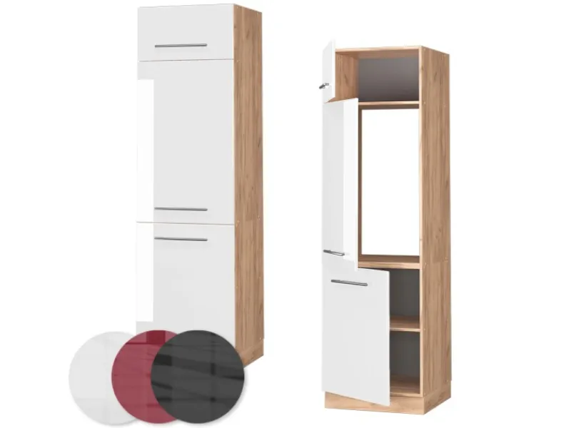 Kühlschränke<Vicco Kühlumbauschrank Fame-Line Hochglanz/Goldkraft Eiche 60 cm