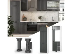 Vicco Kühlumbauschrank Fame-Line Hochschrank für die Küche Anthrazit/Weiß 60 cm Anthrazitgrau