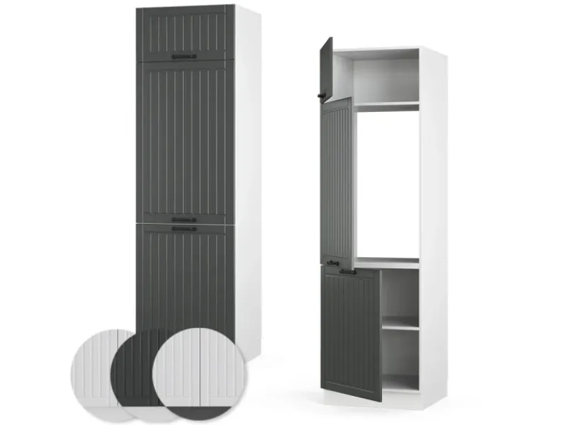Vicco Kühlumbauschrank Fame-Line Hochschrank für die Küche Anthrazit/Weiß 60 cm Anthrazitgrau