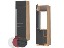 Vicco Kühlumbauschrank Fame-Line Hochglanz/Goldkraft Eiche 60 cm< Kühlschränke