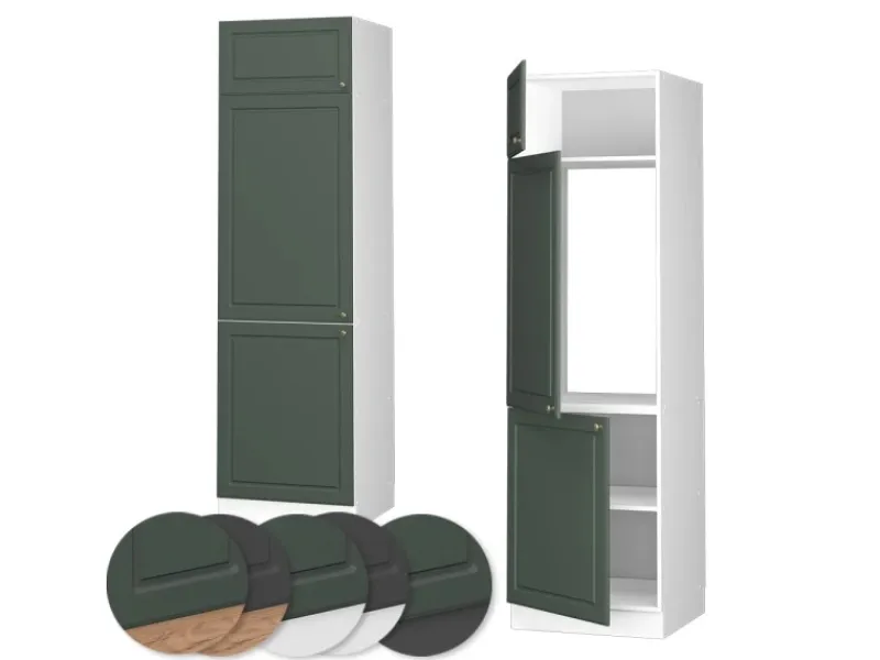 Sale Vicco Kühlumbauschrank Fame-Line Hochschrank für die Küche Grün-Gold Landhaus/Weiß 60 cm Dunkelgrün