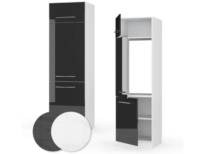 Vicco Kühlumbauschrank Fame-Line Hochschrank für die Küche Hochglanz/Weiß 60 cm< Kühlschränke