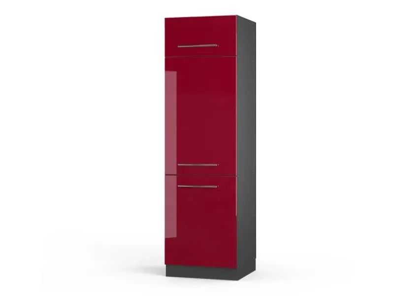 Vicco Kühlumbauschrank Fame-Line Hochschrank für die Küche Bordeaux Hochglanz/Anthrazit 60 cm< Kühlschränke|Küchenschränke