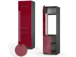 Vicco Kühlumbauschrank Fame-Line Hochschrank für die Küche Bordeaux Hochglanz/Anthrazit 60 cm< Kühlschränke|Küchenschränke