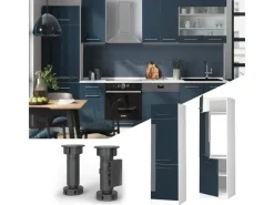 Outlet Vicco Kühlumbauschrank Fame-Line Hochschrank für die Küche Hochglanz/Weiß 60 cm Dunkelblau