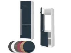Outlet Vicco Kühlumbauschrank Fame-Line Hochschrank für die Küche Hochglanz/Weiß 60 cm Dunkelblau