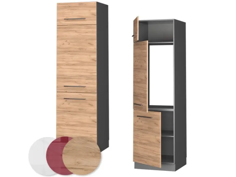 Vicco Kühlumbauschrank Fame-Line Hochschrank für die Küche Goldkraft /Anthrazit 60 cm< Kühlschränke|Küchenschränke