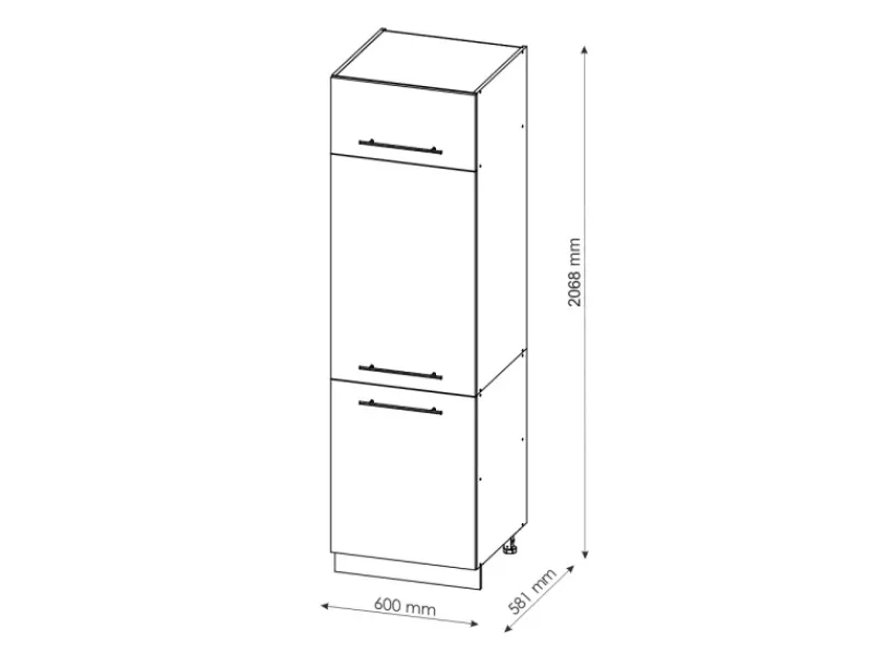 Vicco Kühlumbauschrank Fame-Line Hochschrank für die Küche Hochglanz/ 60 cm< Kühlschränke|Küchenschränke