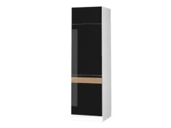 Hot Vicco Kühlumbauschrank Fame-Line Hochschrank für die Küche Schwarz Eiche Hochglanz/Weiß 60 cm Eiche Dunkel
