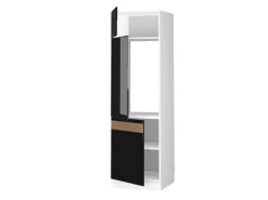 Hot Vicco Kühlumbauschrank Fame-Line Hochschrank für die Küche Schwarz Eiche Hochglanz/Weiß 60 cm Eiche Dunkel