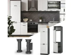 Discount Vicco Kühlumbauschrank Fame-Line Hochschrank für die Küche Landhaus/Anthrazit 60 cm Weiß