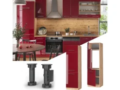 Kühlschränke<Vicco Kühlumbauschrank Fame-Line Bordeaux Hochglanz/Goldkraft Eiche 60 cm