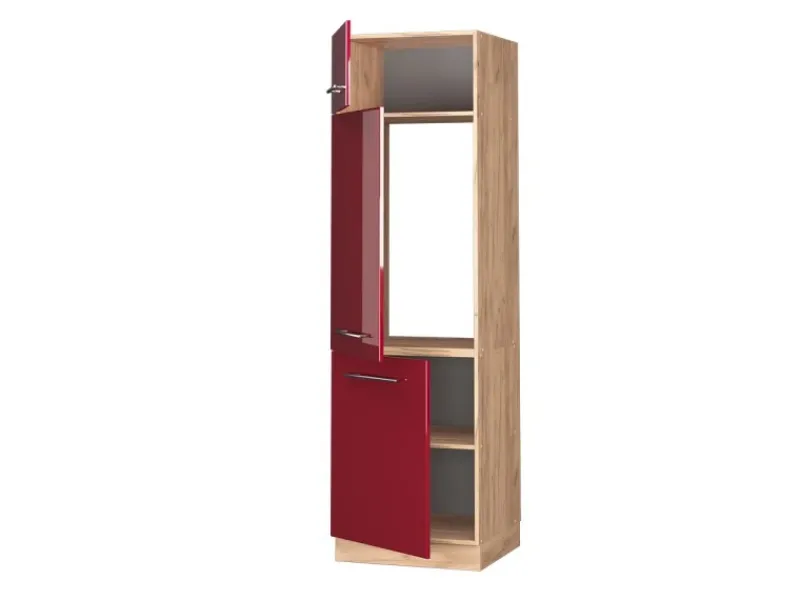 Kühlschränke<Vicco Kühlumbauschrank Fame-Line Bordeaux Hochglanz/Goldkraft Eiche 60 cm