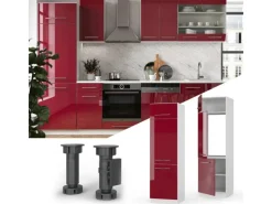 Vicco Kühlumbauschrank Fame-Line Hochschrank für die Küche Bordeaux Hochglanz/Weiß 60 cm< Kühlschränke|Küchenschränke