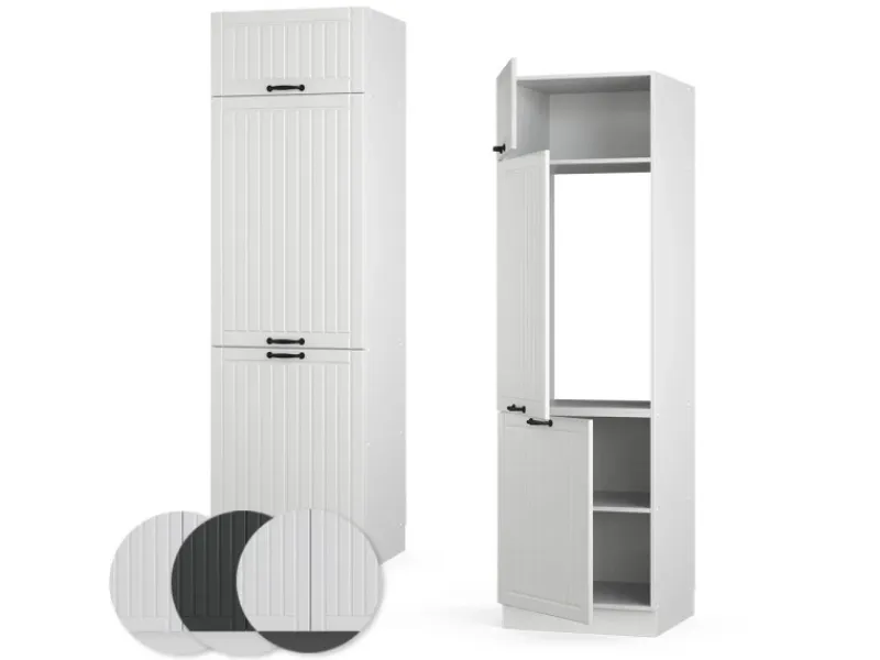 Online Vicco Kühlumbauschrank Fame-Line Hochschrank für die Küche Landhaus/ 60 cm Weiß