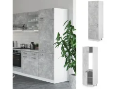 Vicco Kühlumbauschrank R-Line Hochschrank für die Küche /Weiß 60 cm< Kühlschränke