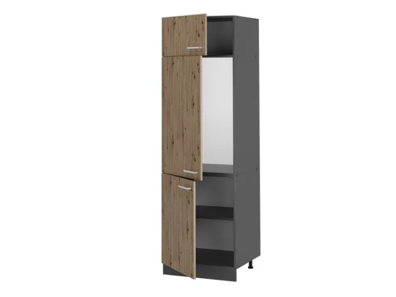 New Vicco Kühlumbauschrank R-Line Hochschrank für die Küche Artisan-Eiche/Anthrazit 60 cm Artisan Eiche