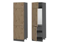 New Vicco Kühlumbauschrank R-Line Hochschrank für die Küche Artisan-Eiche/Anthrazit 60 cm Artisan Eiche