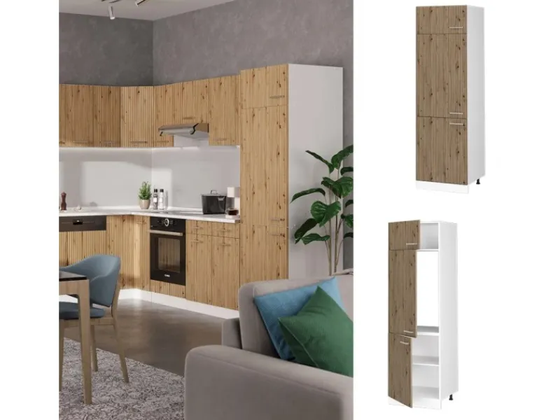 Gefrierschränke<Vicco Kühlumbauschrank R-Line Hochschrank für die Küche Artisan-Eiche/Weiß 60 cm