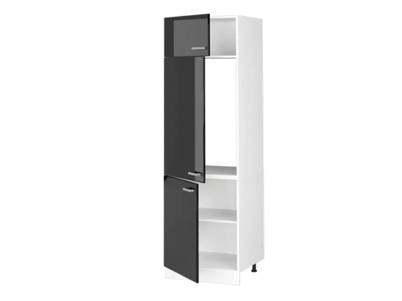 Kühlschränke|Küchenschränke<Vicco Kühlumbauschrank R-Line Hochschrank für die Küche Schwarz Hochglanz/Weiß 60 cm