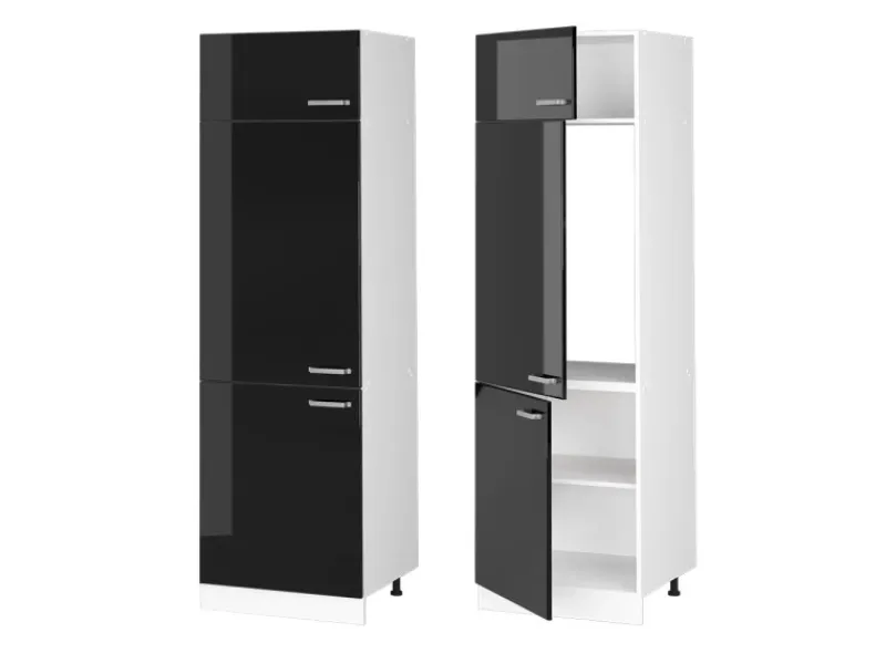 Kühlschränke|Küchenschränke<Vicco Kühlumbauschrank R-Line Hochschrank für die Küche Schwarz Hochglanz/Weiß 60 cm