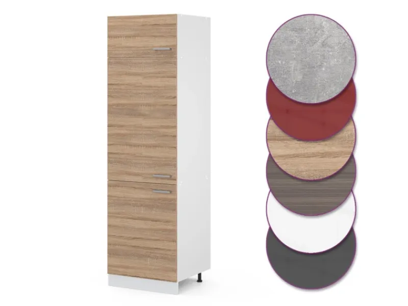 Kühlschränke|Küchenschränke<Vicco Kühlumbauschrank R-Line Hochschrank für die Küche Sonoma/Weiß 60 cm