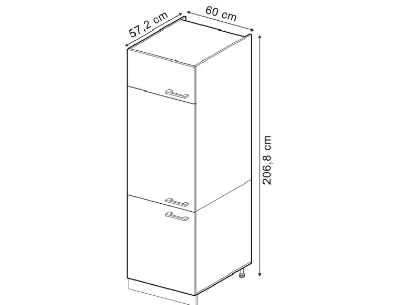 Vicco Kühlumbauschrank R-Line Hochschrank für die Küche Schwarz Beton/Anthrazit 60 cm< Kühlschränke|Küchenschränke