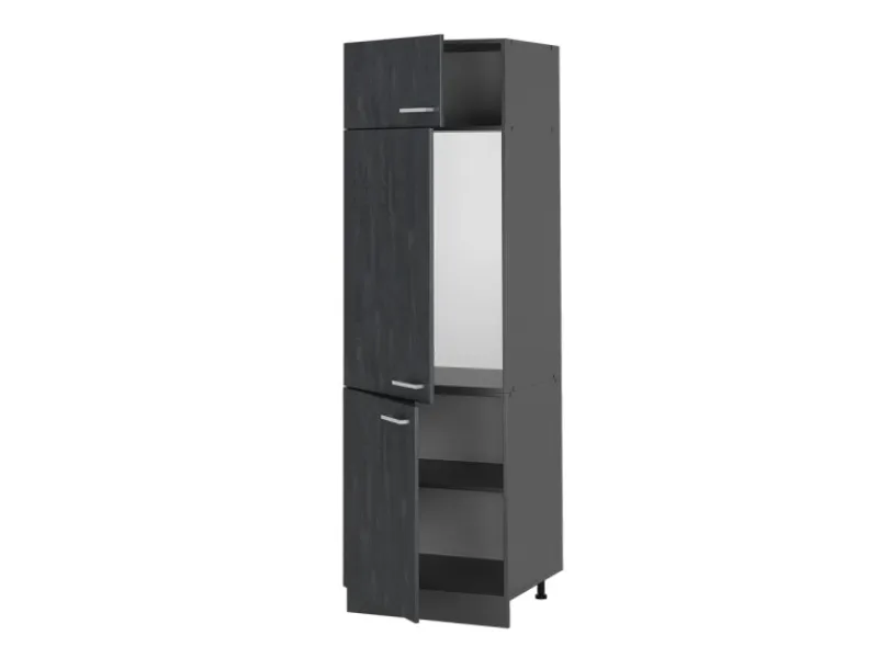 Vicco Kühlumbauschrank R-Line Hochschrank für die Küche Schwarz Beton/Anthrazit 60 cm< Kühlschränke|Küchenschränke