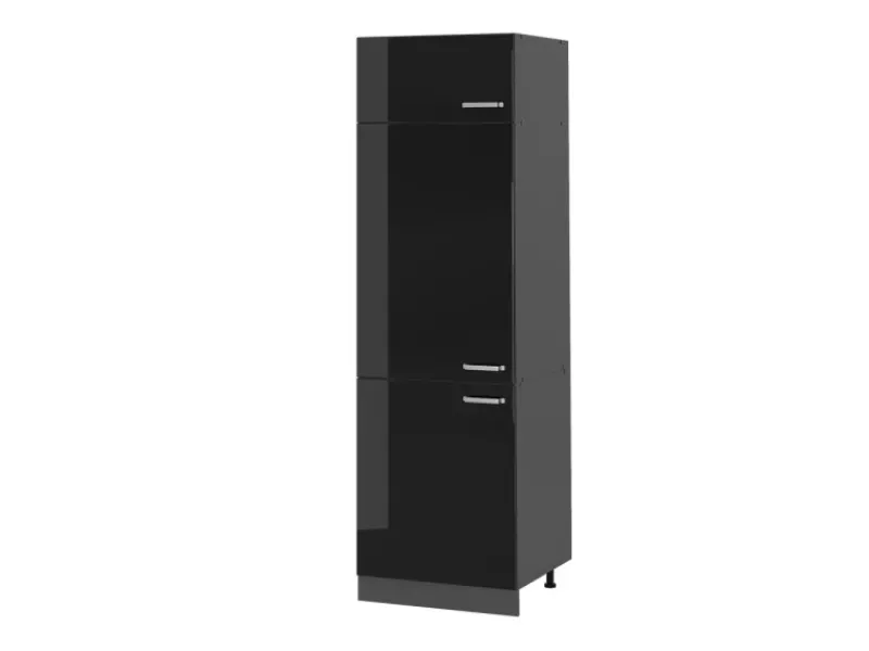Online Vicco Kühlumbauschrank R-Line Hochschrank für die Küche Schwarz Hochglanz/Anthrazit 60 cm Schwarz Glänzend