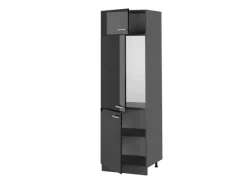 Online Vicco Kühlumbauschrank R-Line Hochschrank für die Küche Schwarz Hochglanz/Anthrazit 60 cm Schwarz Glänzend