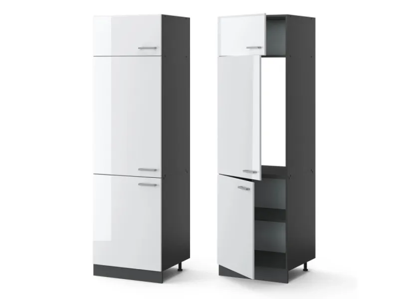 Vicco Kühlumbauschrank R-Line Hochschrank für die Küche Hochglanz/Anthrazit 60 cm< Pantryküchen|Kühlschränke