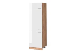 Kühlschränke|Küchenschränke<Vicco Kühlumbauschrank R-Line Hochschrank für die Küche Hochglanz/Goldkraft Eiche 60 cm