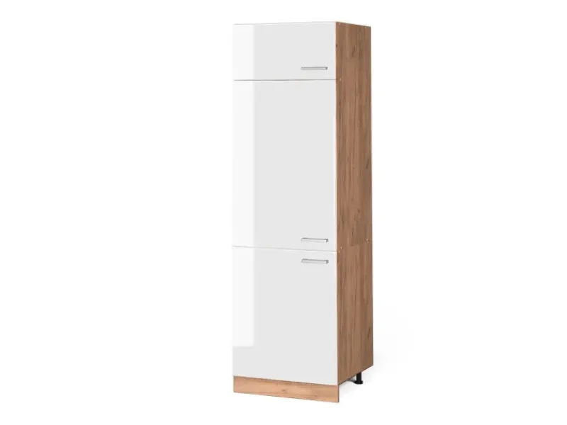 Kühlschränke|Küchenschränke<Vicco Kühlumbauschrank R-Line Hochschrank für die Küche Hochglanz/Goldkraft Eiche 60 cm