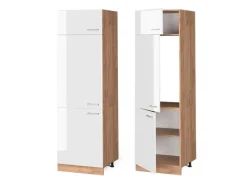 Kühlschränke|Küchenschränke<Vicco Kühlumbauschrank R-Line Hochschrank für die Küche Hochglanz/Goldkraft Eiche 60 cm