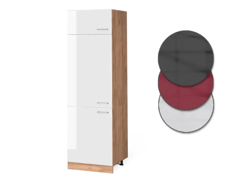 Kühlschränke|Küchenschränke<Vicco Kühlumbauschrank R-Line Hochschrank für die Küche Hochglanz/Goldkraft Eiche 60 cm
