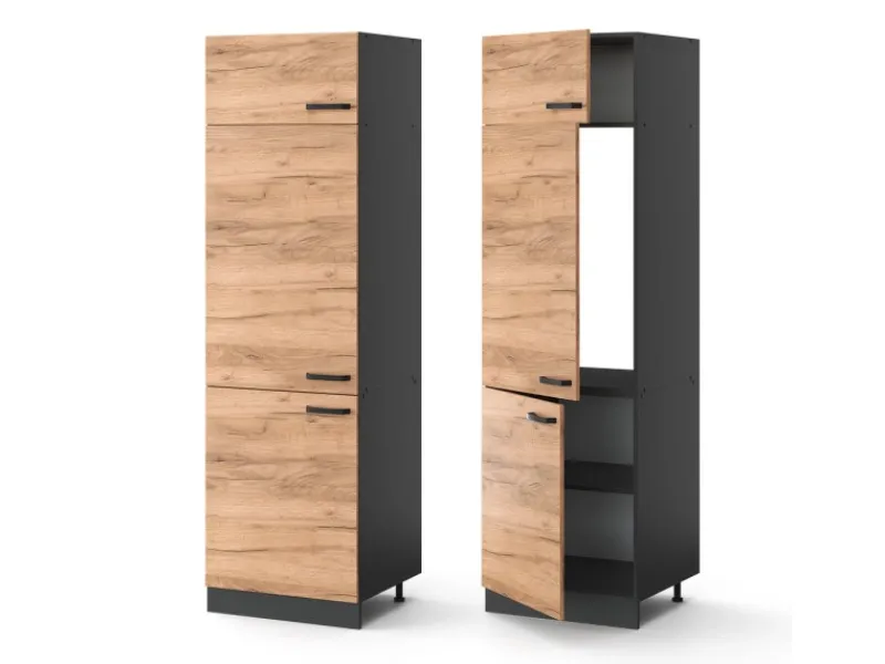 Kühlschränke<Vicco Kühlumbauschrank R-Line Hochschrank für die Küche Goldkraft /Anthrazit 60 cm