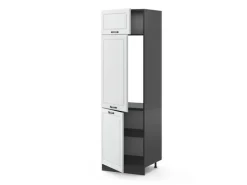 Vicco Kühlumbauschrank R-Line Hochschrank für die Küche Weiß Landhaus/Anthrazit 60 cm< Kühlschränke