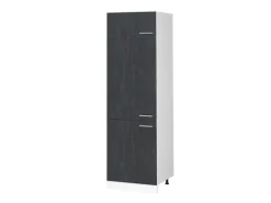 Vicco Kühlumbauschrank R-Line Hochschrank für die Küche Schwarz Beton/Weiß 60 cm Beton Anthrazit